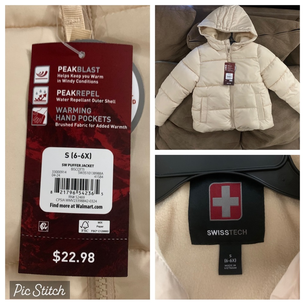 NWT Cream Swiss Tech Puffer Coat 6/6X